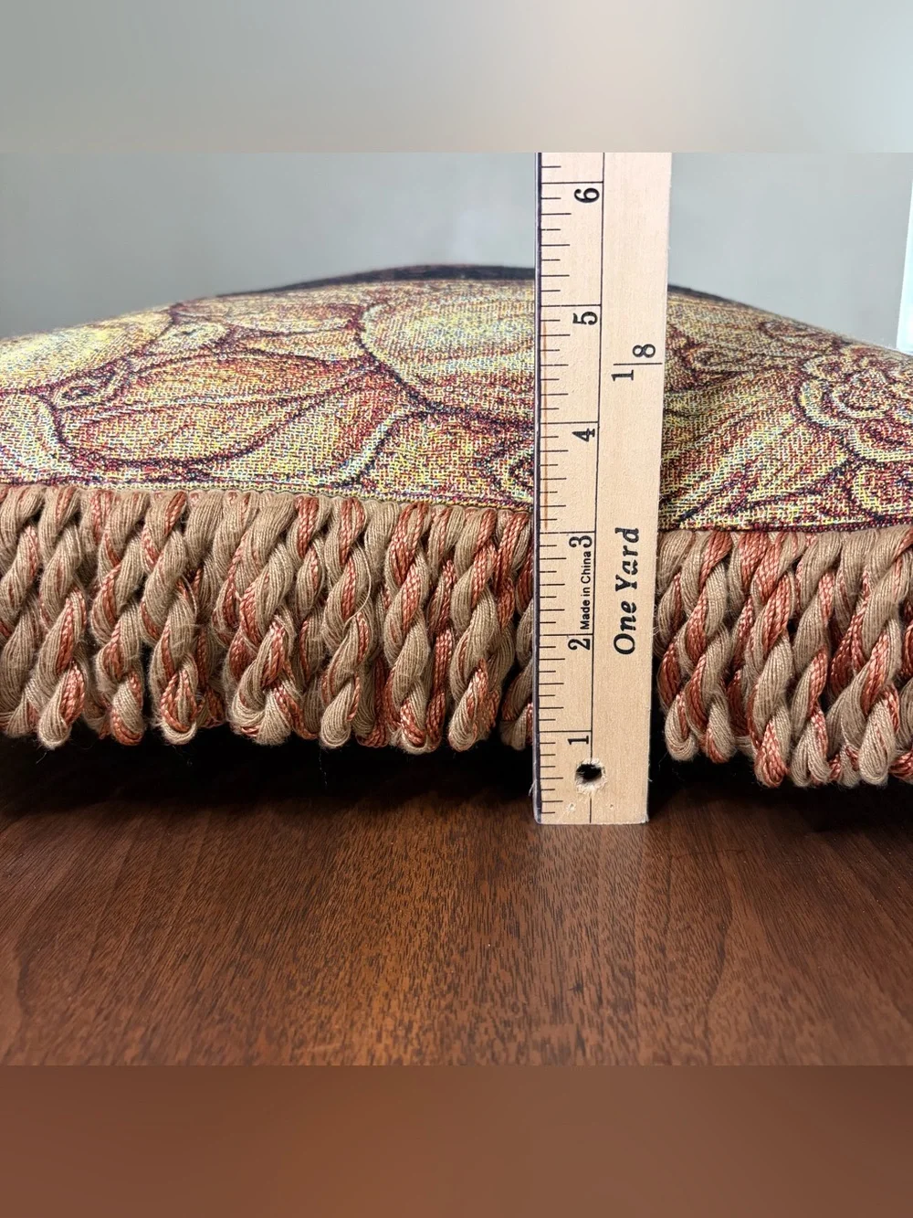 Vtg Riddle Home Tapestry Fruit Throw Pillow Fringes Woven Pat Campbell Weavetec